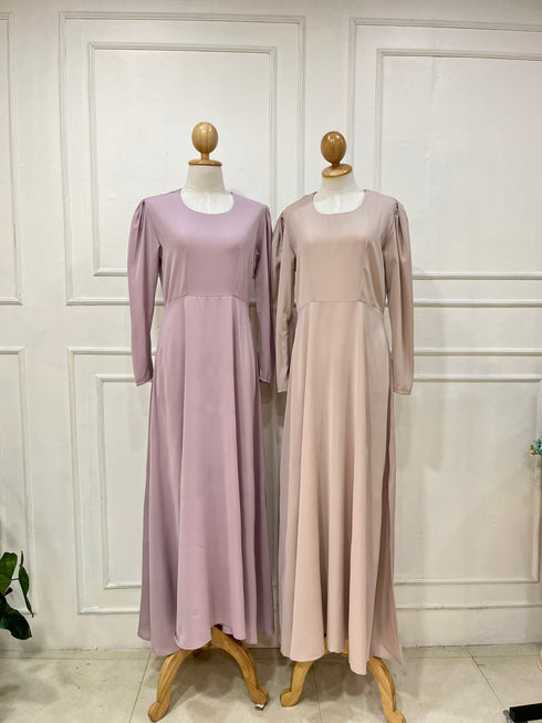 Women Round Neck Long Empire Dress
